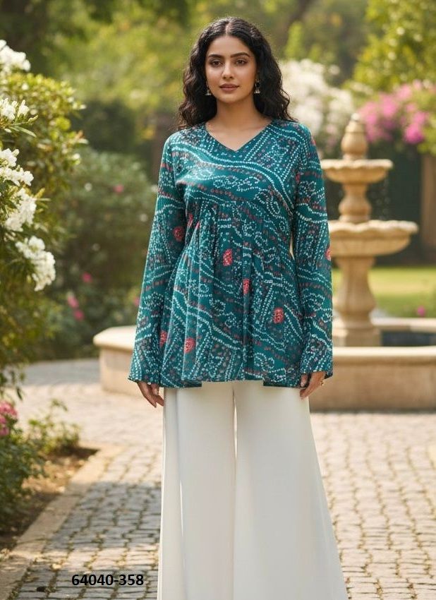 BANDHEJ TOPS - Catalog # 64040 (Set of 6 Readymade Women's Kurtis / Tops) by Desi Muse BANDHEJ TOPS - Catalog # 64040 (Set of 6 Readymade Women's Kurtis / Tops) by Desi Muse