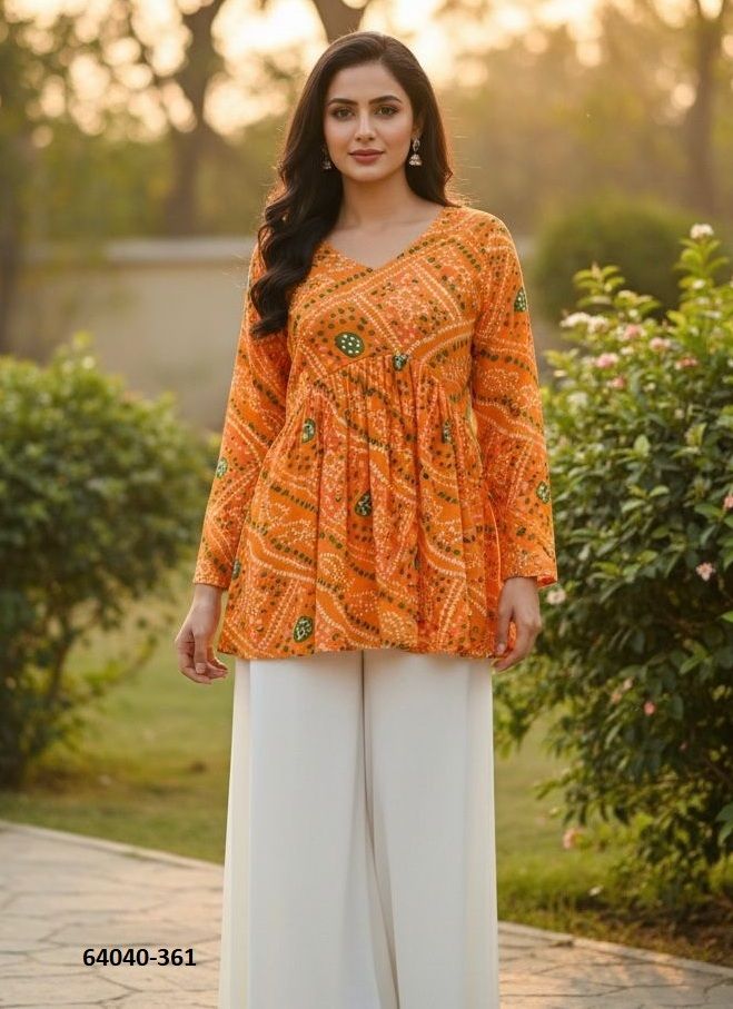 BANDHEJ TOPS - Catalog # 64040 (Set of 6 Readymade Women's Kurtis / Tops) by Desi Muse BANDHEJ TOPS - Catalog # 64040 (Set of 6 Readymade Women's Kurtis / Tops) by Desi Muse