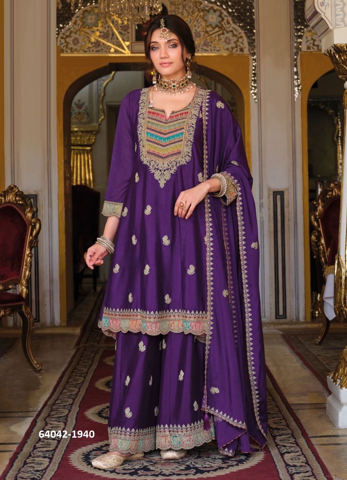 RIVAA - Catalog # 64042 (Set of 3 Readymade Salwar Suits) by Eba Lifestyle
