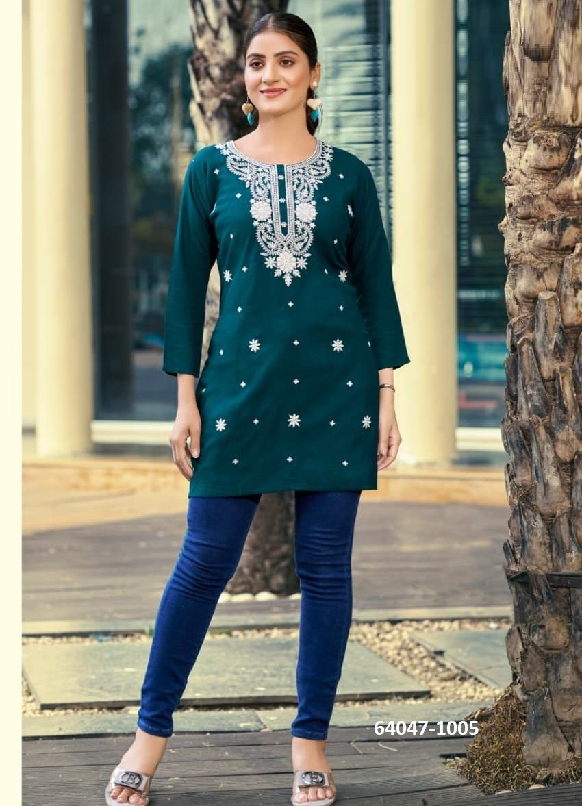 NORA 7 - Catalog # 64047 (Set of 6 Readymade Women's Kurtis / Tops) by OSSM