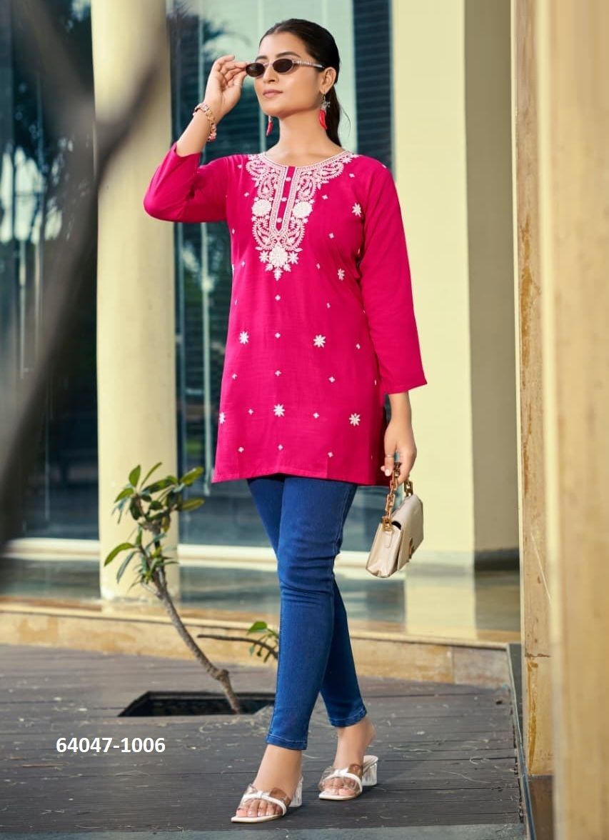 NORA 7 - Catalog # 64047 (Set of 6 Readymade Women's Kurtis / Tops) by OSSM