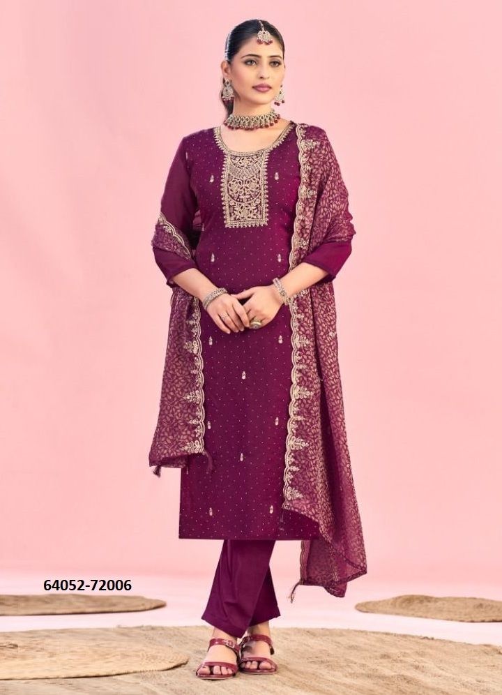 HANIYA - Catalog # 64052 (Set of 9 Readymade Salwar Suits) by Amdavadi Fashion