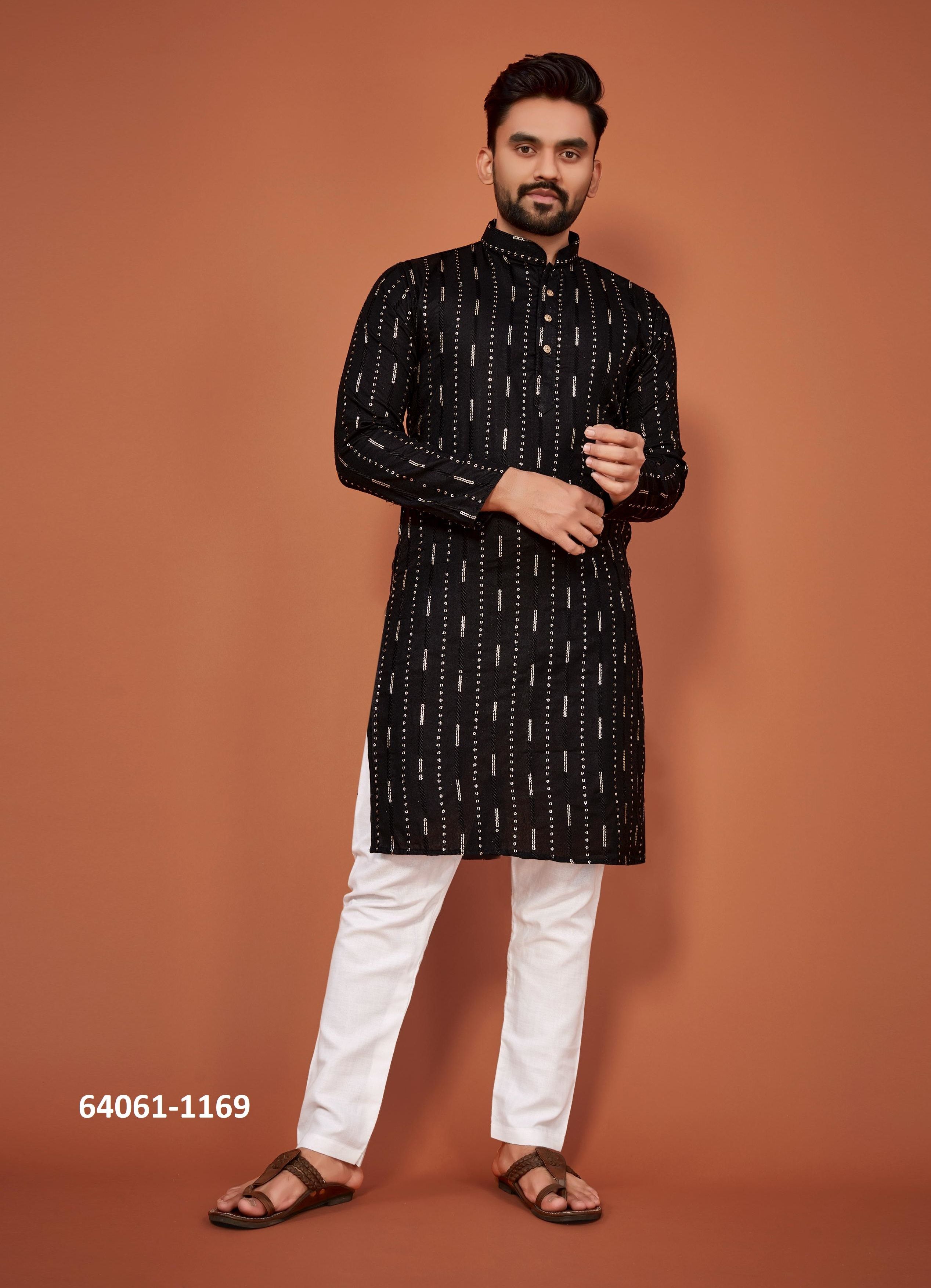 BAZIGAR - Catalog # 64061 (Set of 6 Men's Ethnic Wear) by Amdavadi Fashion
