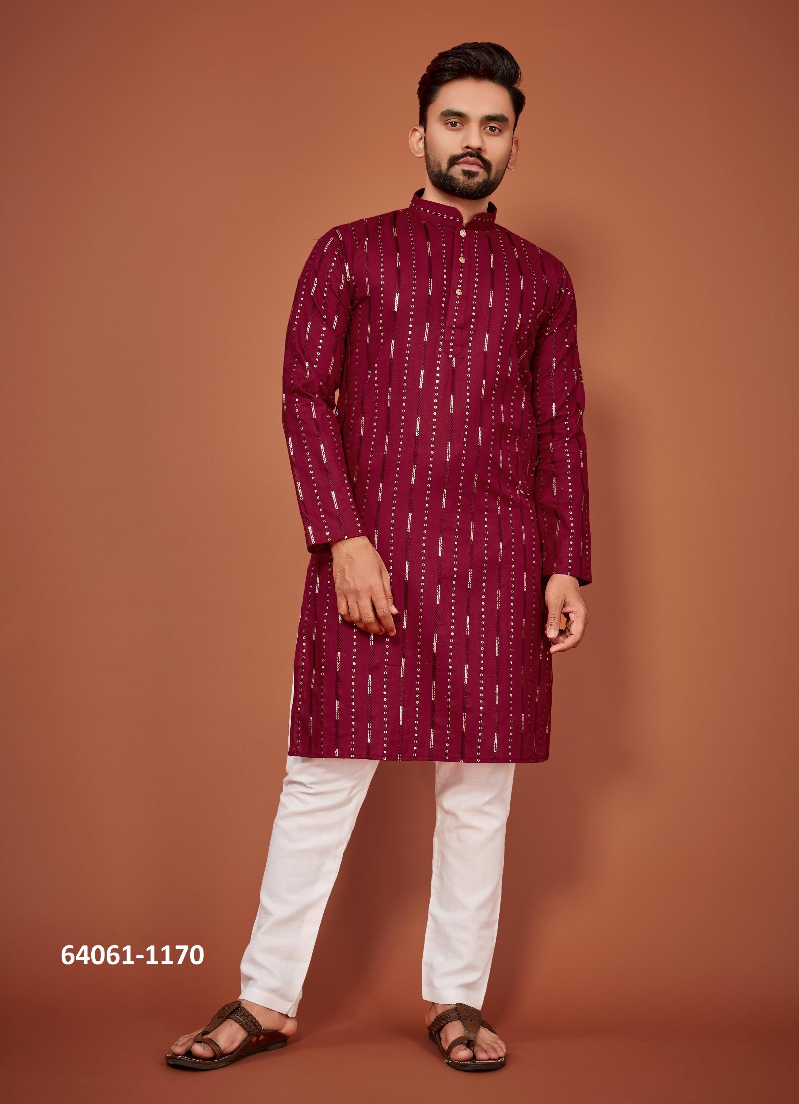 BAZIGAR - Catalog # 64061 (Set of 6 Men's Ethnic Wear) by Amdavadi Fashion