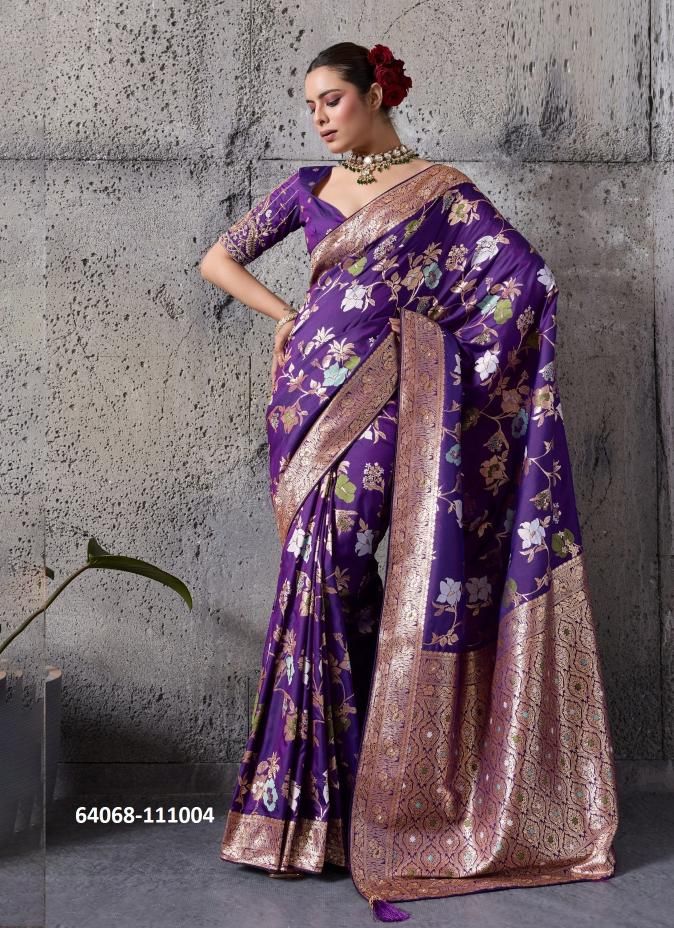 NAKSHI - Catalog # 64068 (Set of 4 Sarees) by S-Ethnic Lifestyle