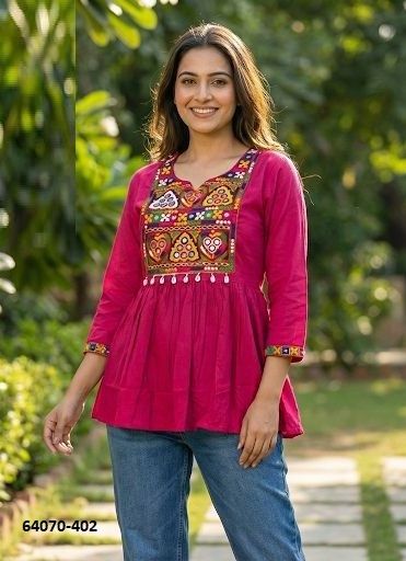 GAMTHI - Catalog # 64070 (Set of 5 Readymade Women's Kurtis / Tops) by Desi Muse