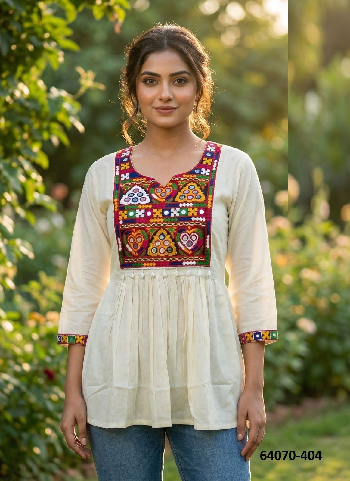 GAMTHI - Catalog # 64070 (Set of 5 Readymade Women's Kurtis / Tops) by Desi Muse