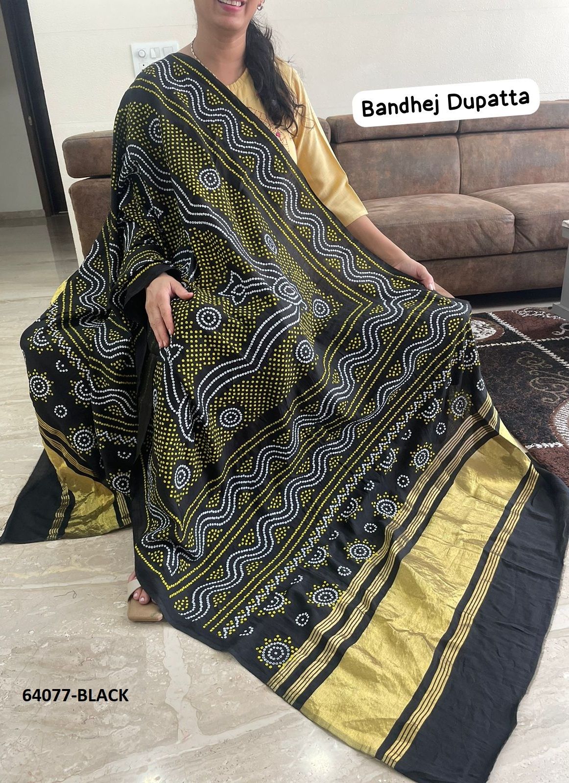 BANNO - BANDHANI GAJJI - Catalog # 64077 (Set of 6 Only Dupattas) by RAW LEMON BANNO - BANDHANI GAJJI - Catalog # 64077 (Set of 6 Only Dupattas) by RAW LEMON