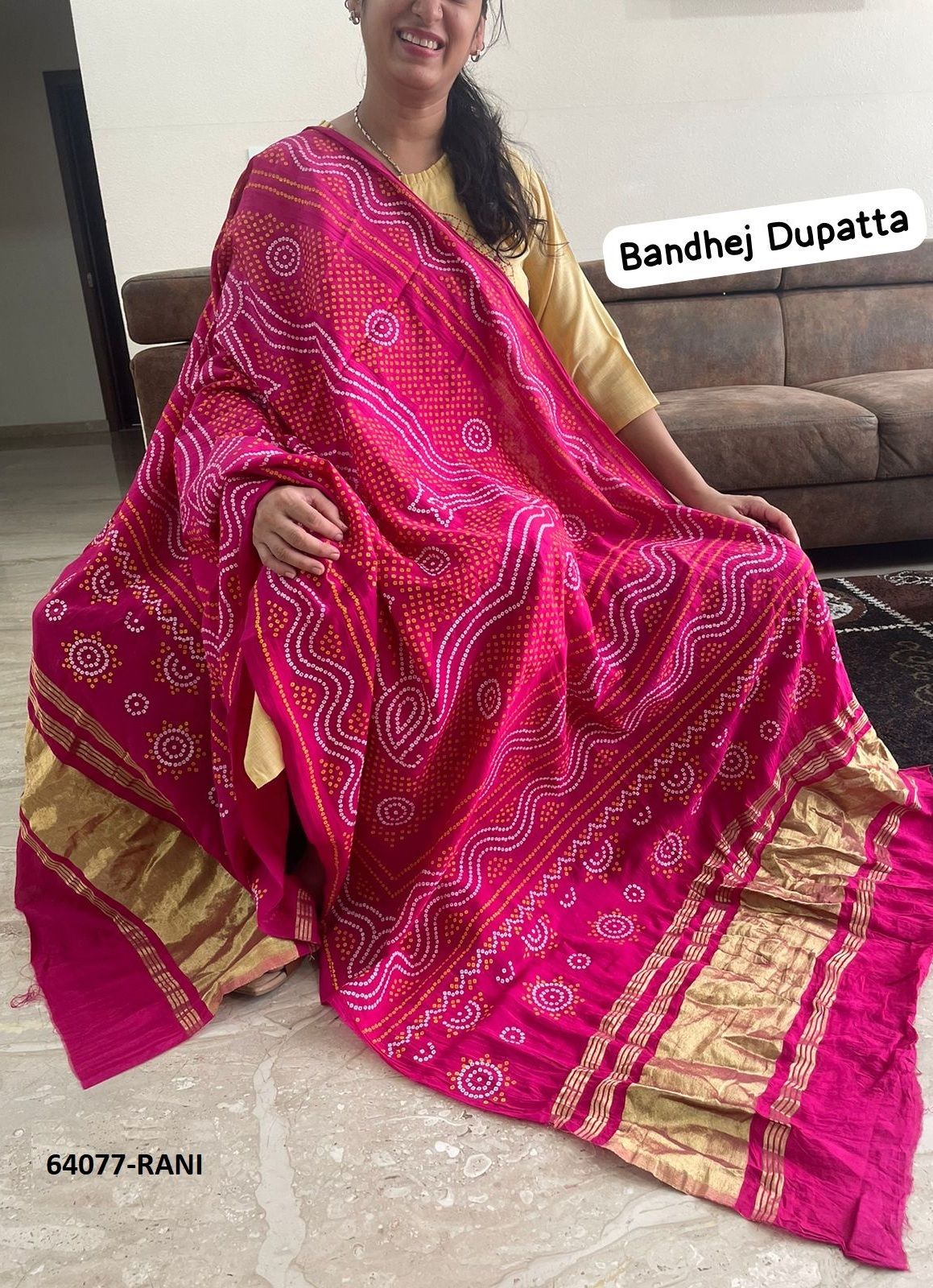 BANNO - BANDHANI GAJJI - Catalog # 64077 (Set of 6 Only Dupattas) by RAW LEMON BANNO - BANDHANI GAJJI - Catalog # 64077 (Set of 6 Only Dupattas) by RAW LEMON