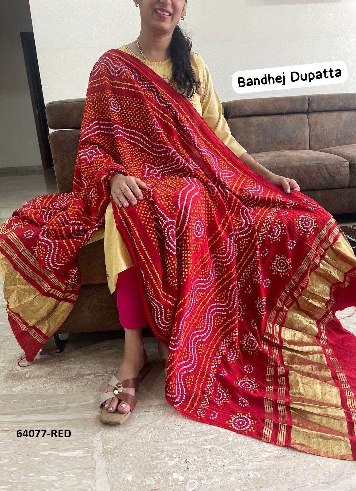 BANNO - BANDHANI GAJJI - Catalog # 64077 (Set of 6 Only Dupattas) by RAW LEMON BANNO - BANDHANI GAJJI - Catalog # 64077 (Set of 6 Only Dupattas) by RAW LEMON