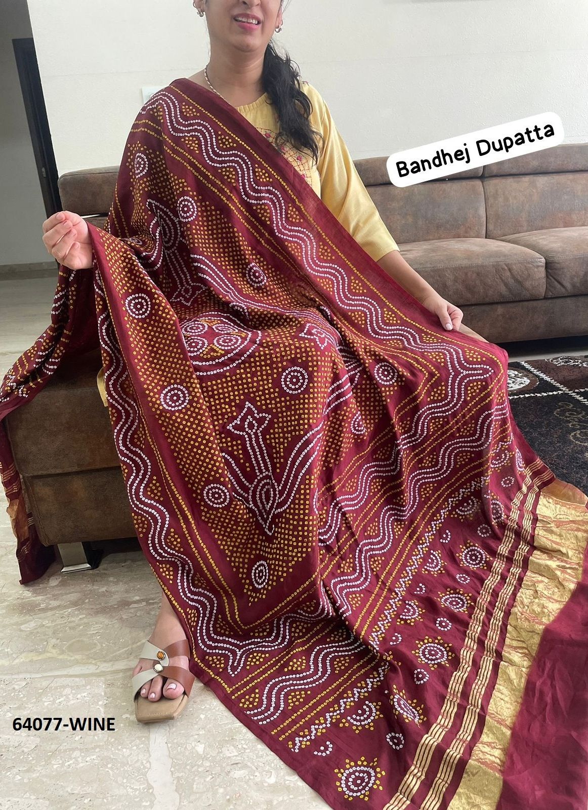 BANNO - BANDHANI GAJJI - Catalog # 64077 (Set of 6 Only Dupattas) by RAW LEMON BANNO - BANDHANI GAJJI - Catalog # 64077 (Set of 6 Only Dupattas) by RAW LEMON