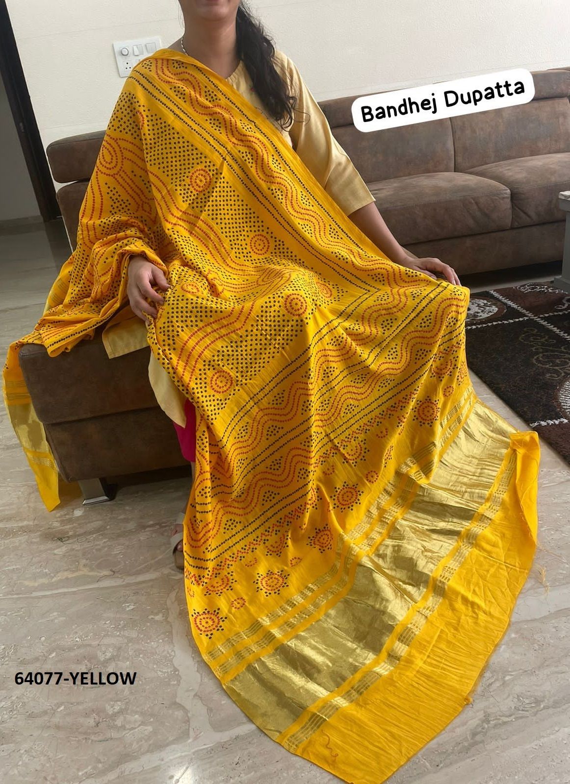 BANNO - BANDHANI GAJJI - Catalog # 64077 (Set of 6 Only Dupattas) by RAW LEMON BANNO - BANDHANI GAJJI - Catalog # 64077 (Set of 6 Only Dupattas) by RAW LEMON