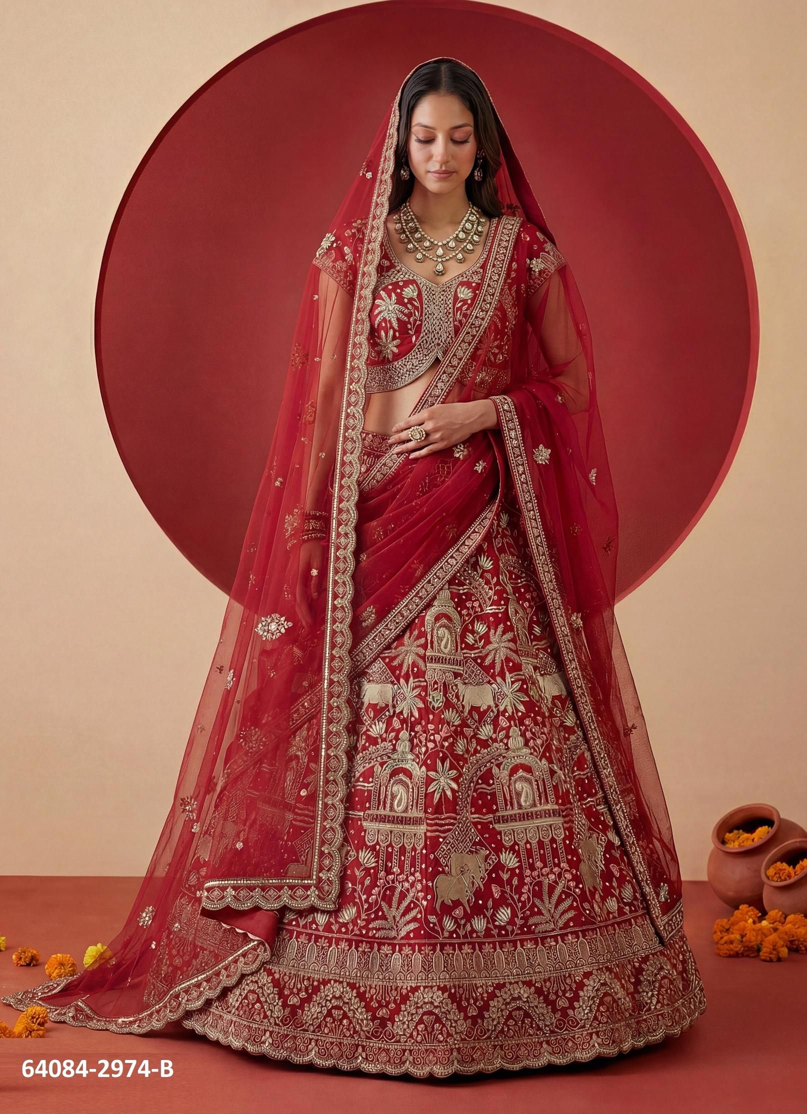 SERIES 2974 - Catalog # 64084 (Set of 4 Semi-Stitched Lehengas) SERIES 2974 - Catalog # 64084 (Set of 4 Semi-Stitched Lehengas)