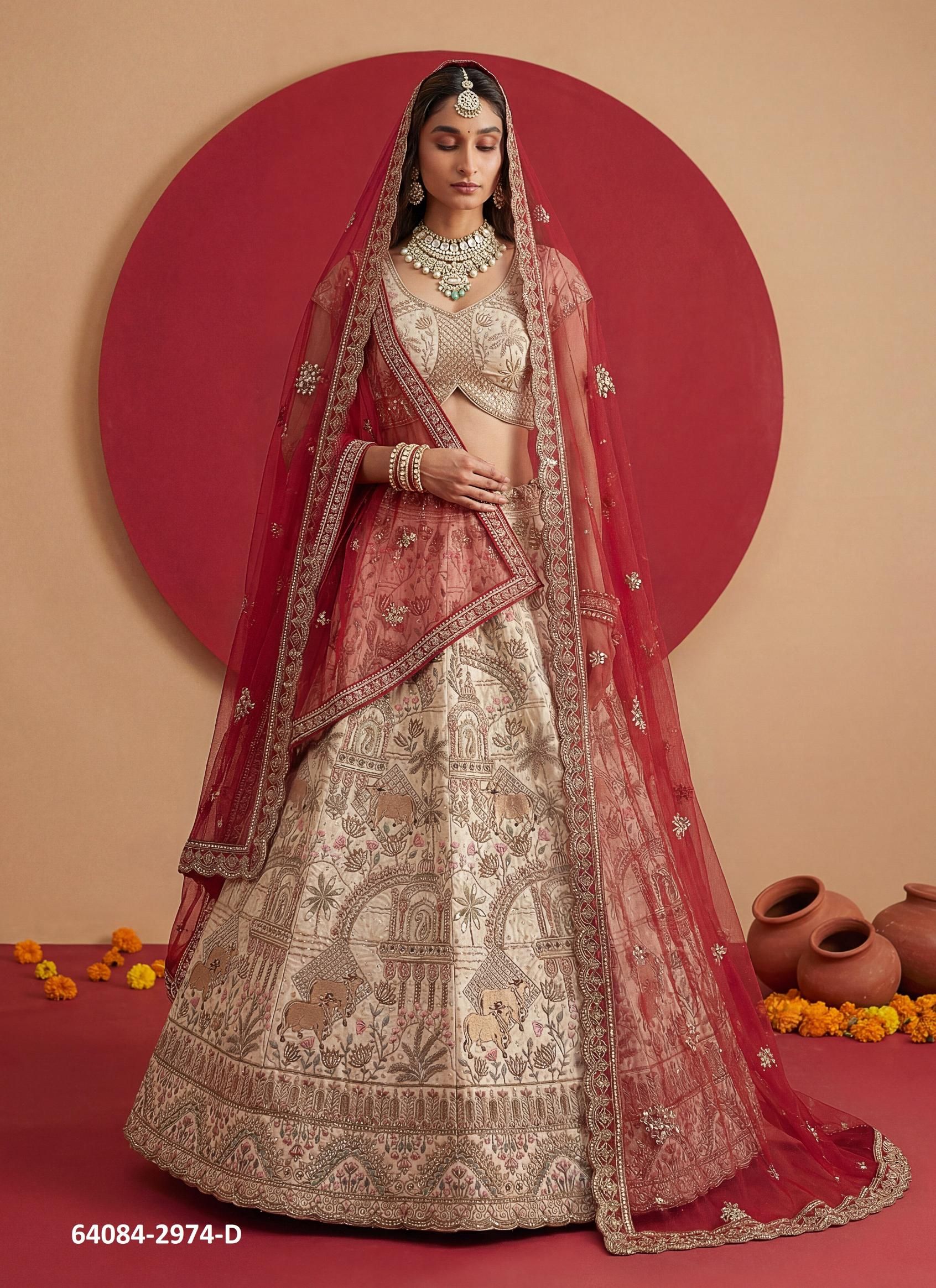 SERIES 2974 - Catalog # 64084 (Set of 4 Semi-Stitched Lehengas) SERIES 2974 - Catalog # 64084 (Set of 4 Semi-Stitched Lehengas)
