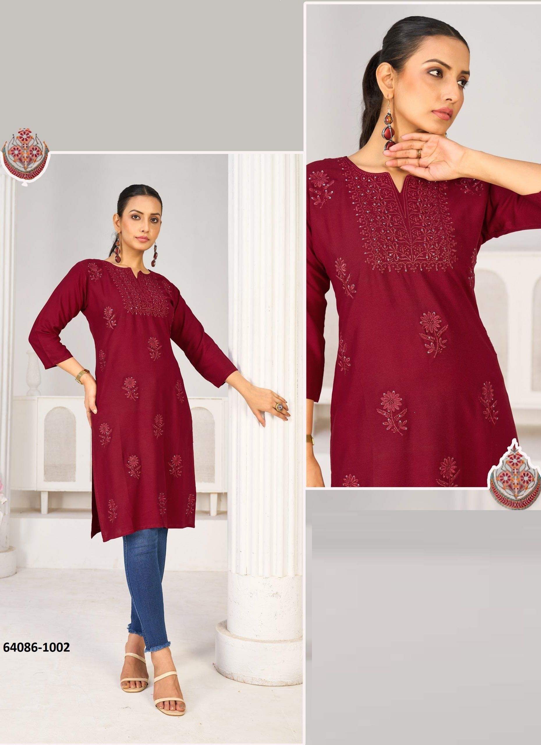 TEACHER - Catalog # 64086 (Set of 6 Readymade Women's Kurtis / Tops) TEACHER - Catalog # 64086 (Set of 6 Readymade Women's Kurtis / Tops)