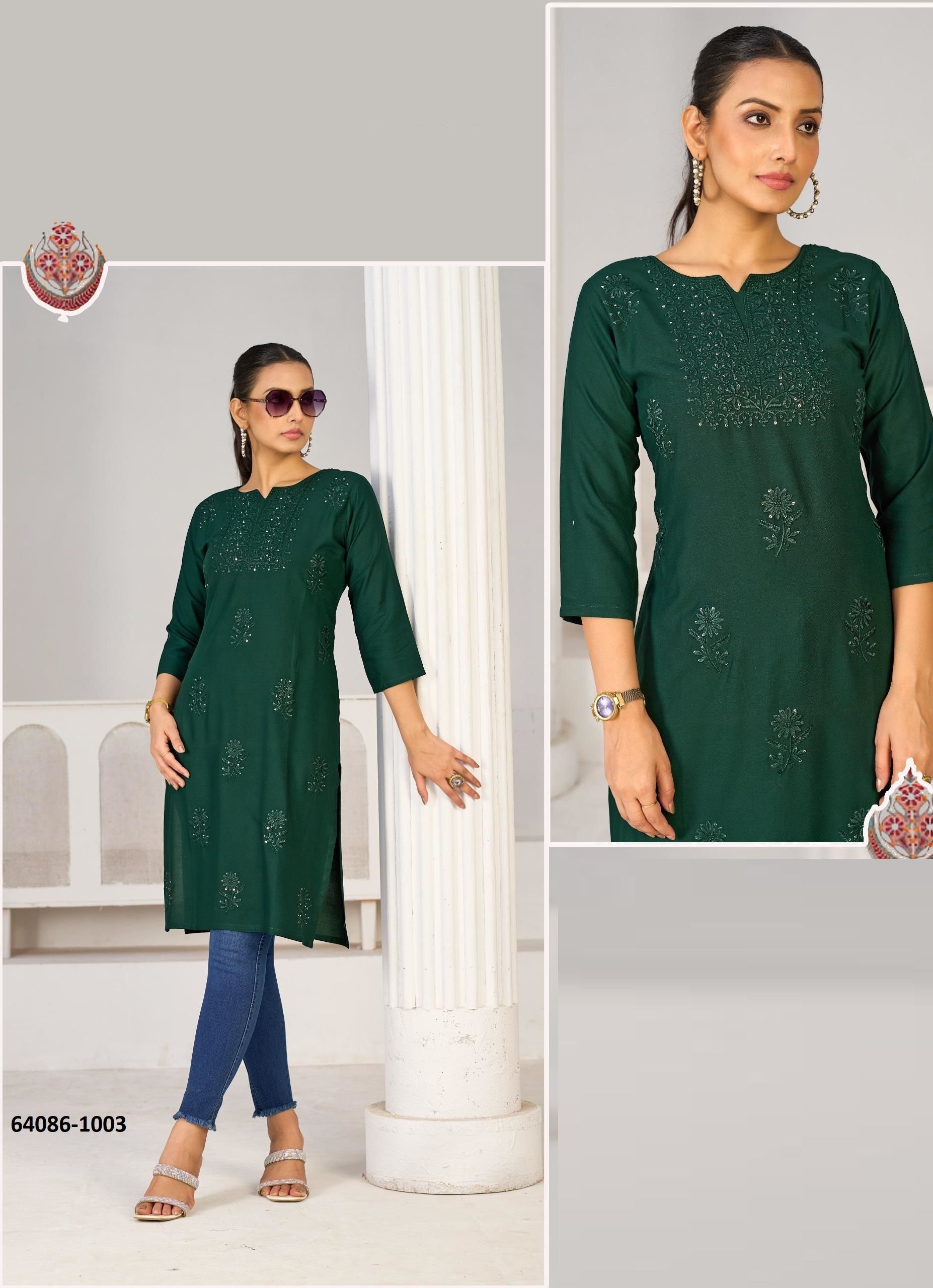 TEACHER - Catalog # 64086 (Set of 6 Readymade Women's Kurtis / Tops) TEACHER - Catalog # 64086 (Set of 6 Readymade Women's Kurtis / Tops)
