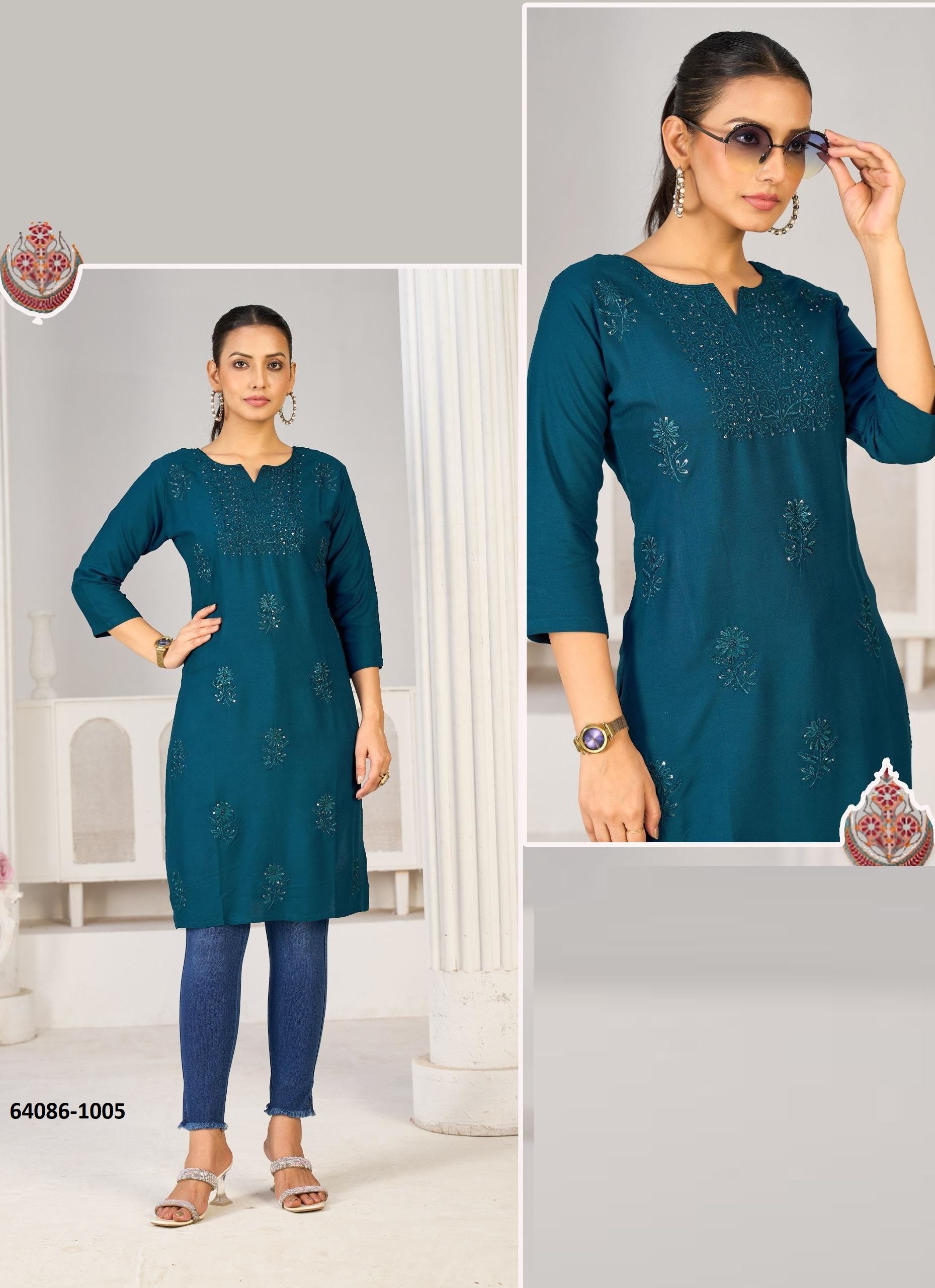 TEACHER - Catalog # 64086 (Set of 6 Readymade Women's Kurtis / Tops) TEACHER - Catalog # 64086 (Set of 6 Readymade Women's Kurtis / Tops)