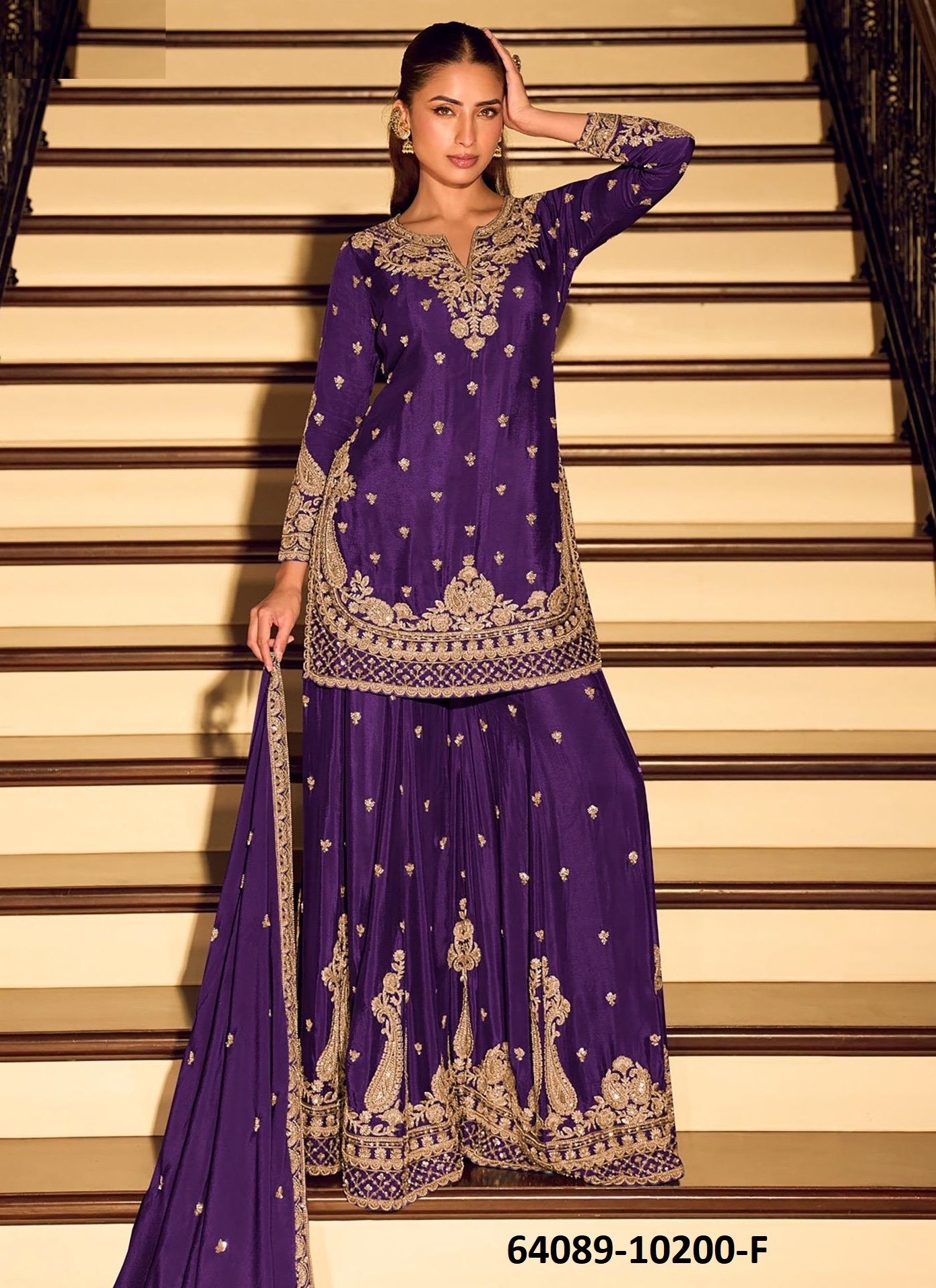 KANCHAN GOLD - Catalog # 64089 (Set of 4 Readymade Salwar Suits)