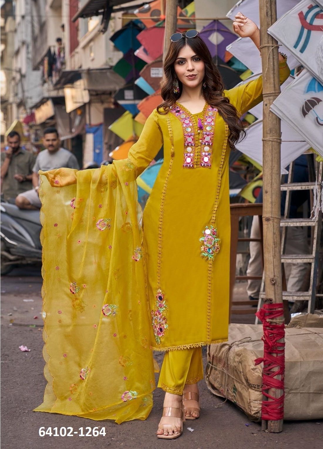 MIRROR - Catalog # 64102 (Set of 4 Readymade Salwar Suits) MIRROR - Catalog # 64102 (Set of 4 Readymade Salwar Suits)
