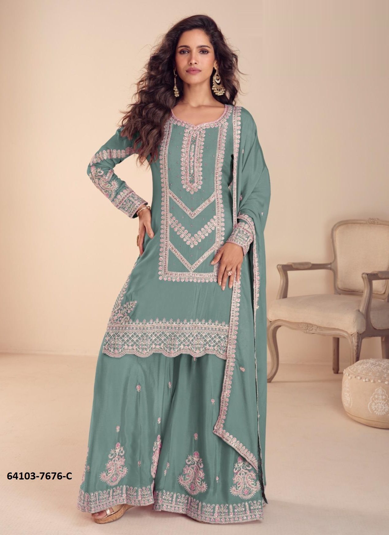 SAACHI - Catalog # 64103 (Set of 3 Readymade Salwar Suits)