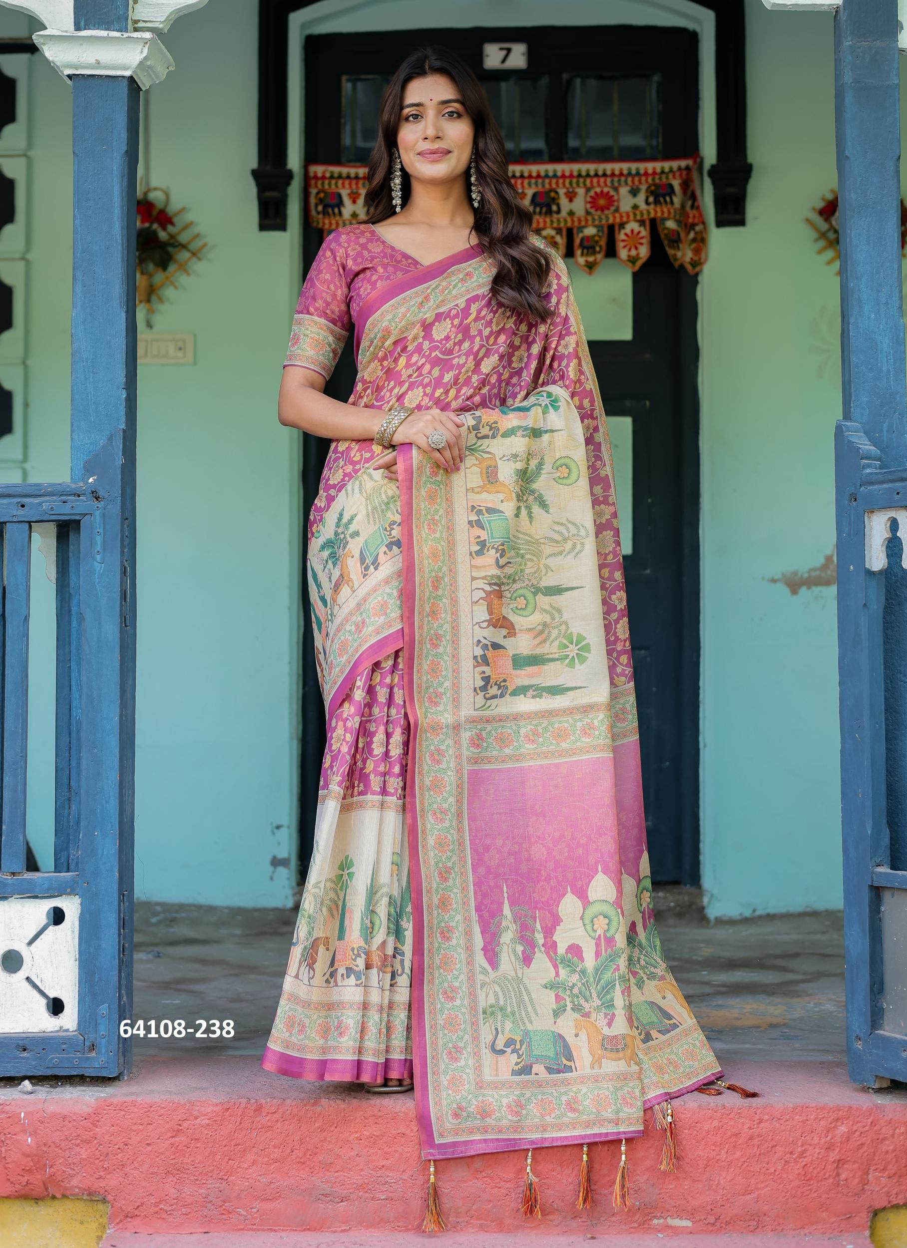 HANDLOOM COTTON SERIES 236-245 - Catalog # 64108 (Set of 10 Sarees)