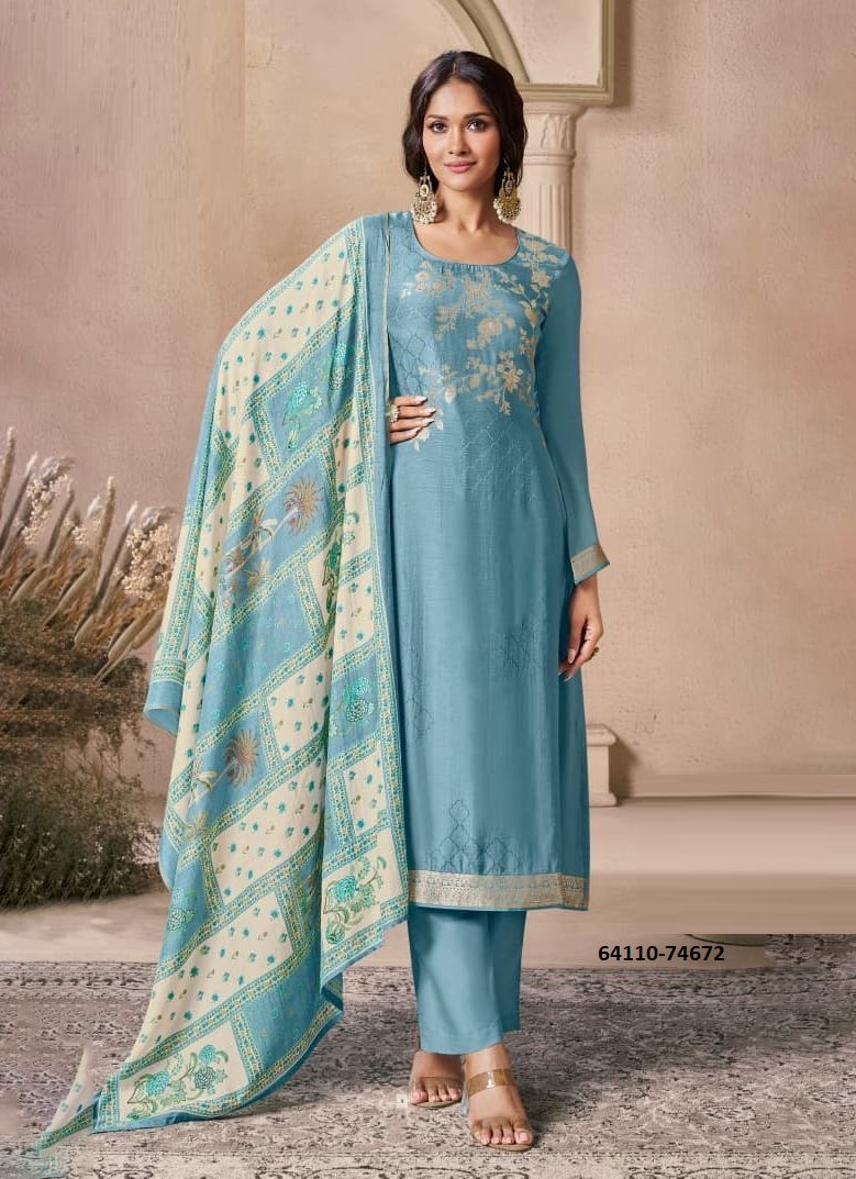 NAVYA 3 - Catalog # 64110 (Set of 4 Semi-Stitched / Un-Stitched Suits)
