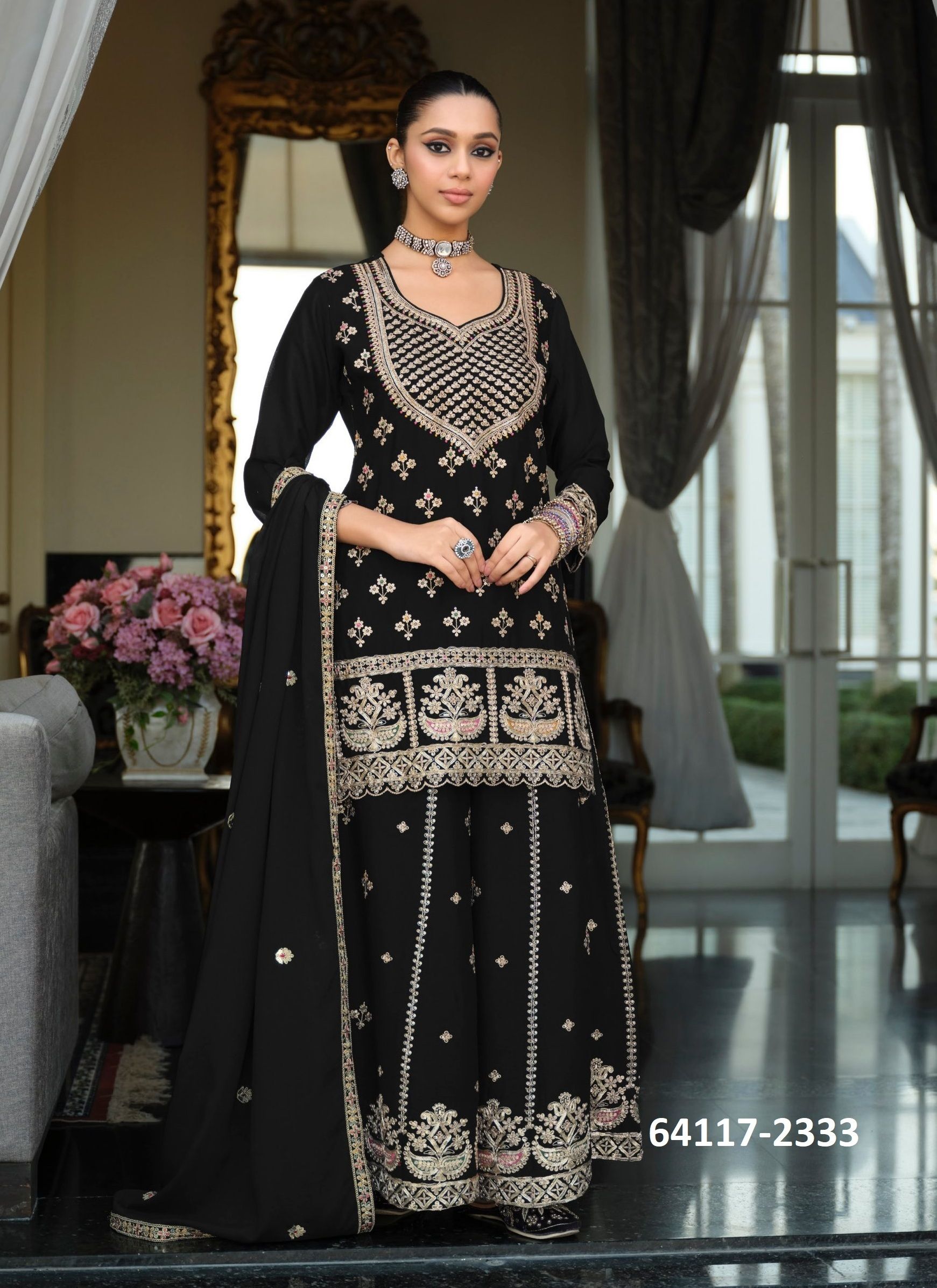 RANGOLI - BLACK & WHITE - Catalog # 64117 (Set of 2 Readymade Salwar Suits) RANGOLI - BLACK & WHITE - Catalog # 64117 (Set of 2 Readymade Salwar Suits)