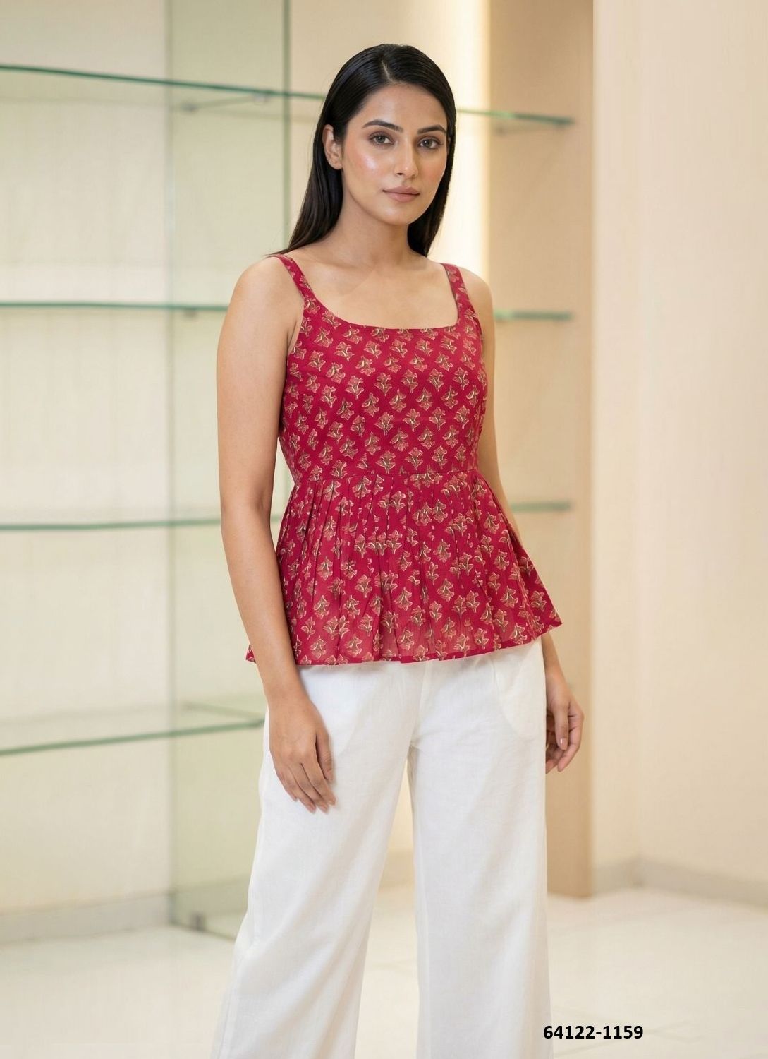 SUMMER SLEEVELESS TOPS - Catalog # 64122 (Set of 8 Readymade Women's Kurtis / Tops)