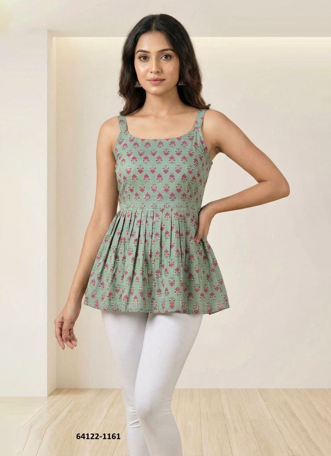 SUMMER SLEEVELESS TOPS - Catalog # 64122 (Set of 8 Readymade Women's Kurtis / Tops)