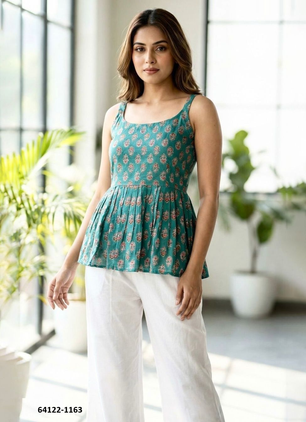 SUMMER SLEEVELESS TOPS - Catalog # 64122 (Set of 8 Readymade Women's Kurtis / Tops)