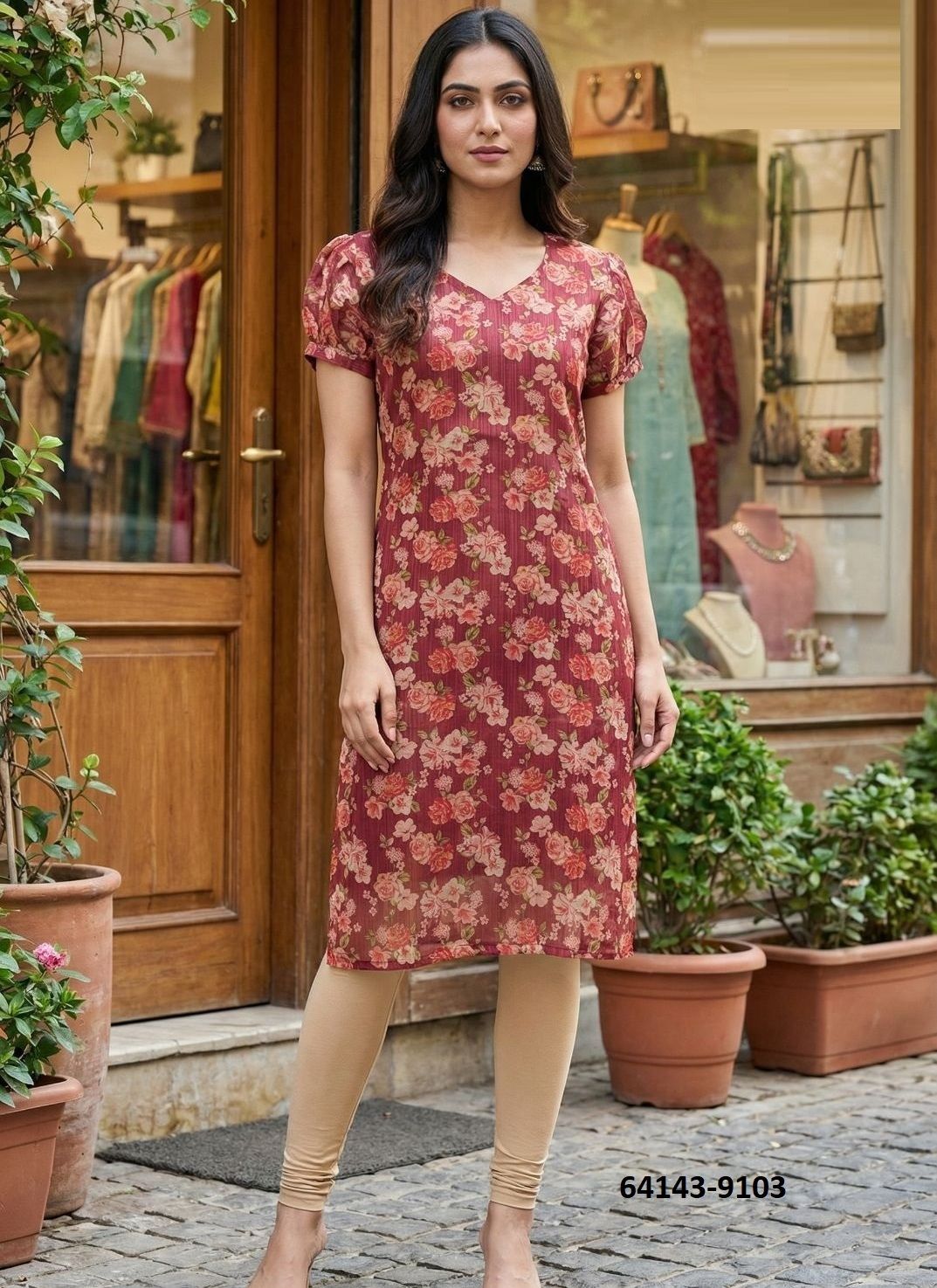 RASHMIKA - Catalog # 64143 (Set of 7 Readymade Women's Kurtis / Tops) RASHMIKA - Catalog # 64143 (Set of 7 Readymade Women's Kurtis / Tops)
