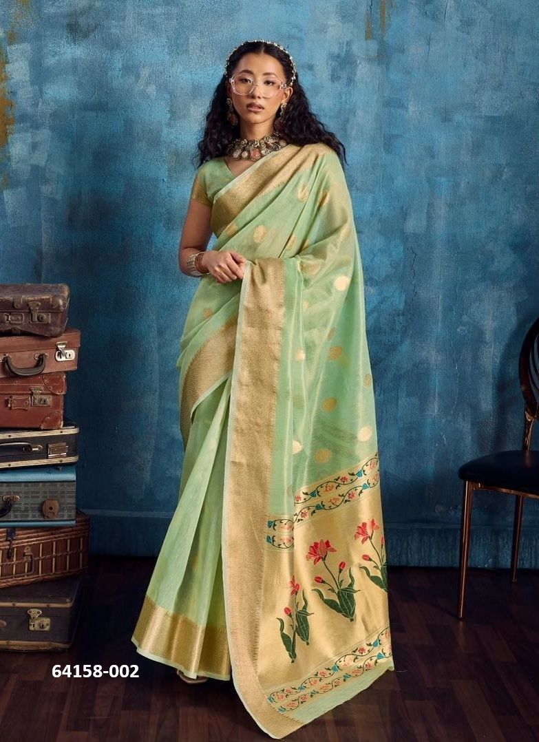 KORRA TISSUE PAITHANI - Catalog # 64158 (Set of 6 Sarees) KORRA TISSUE PAITHANI - Catalog # 64158 (Set of 6 Sarees)