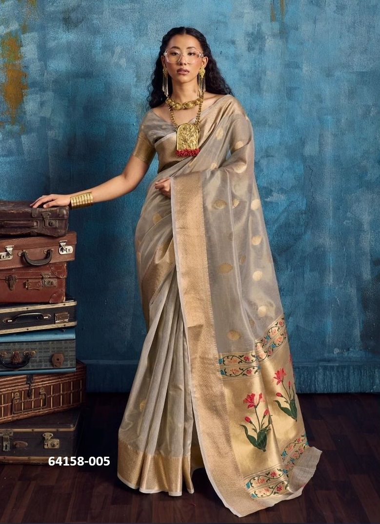 KORRA TISSUE PAITHANI - Catalog # 64158 (Set of 6 Sarees) KORRA TISSUE PAITHANI - Catalog # 64158 (Set of 6 Sarees)