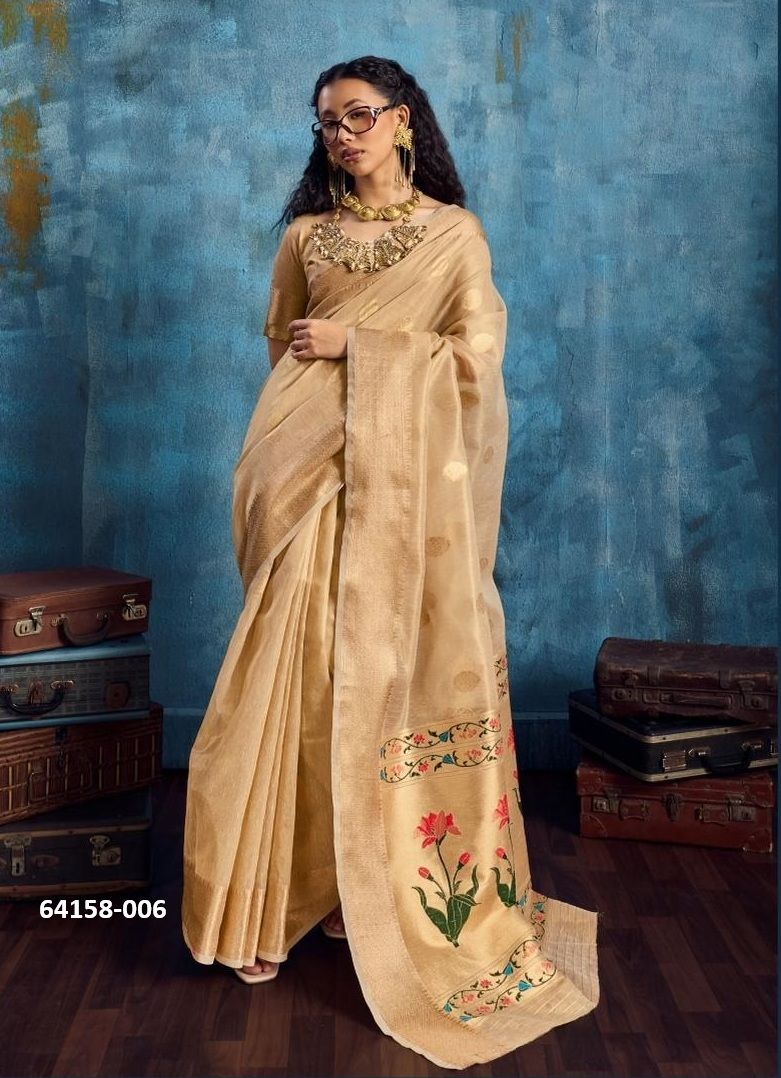 KORRA TISSUE PAITHANI - Catalog # 64158 (Set of 6 Sarees) KORRA TISSUE PAITHANI - Catalog # 64158 (Set of 6 Sarees)