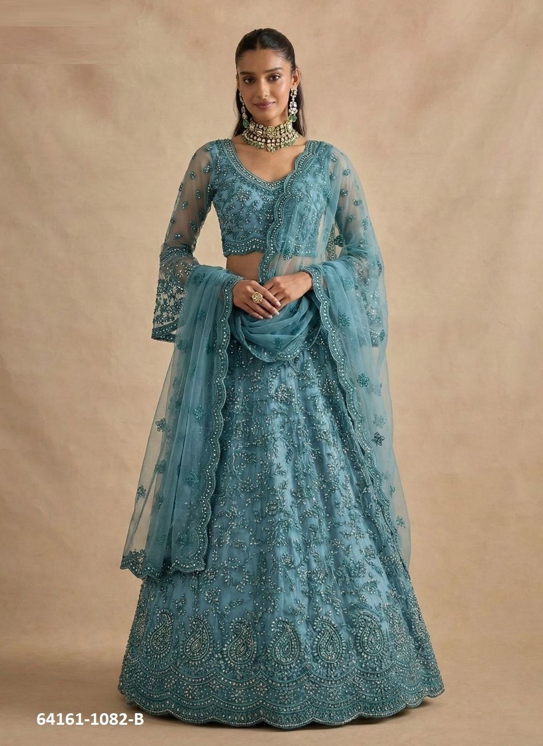 SERIES 1082 - Catalog # 64161 (Set of 6 Semi-Stitched Lehengas)
