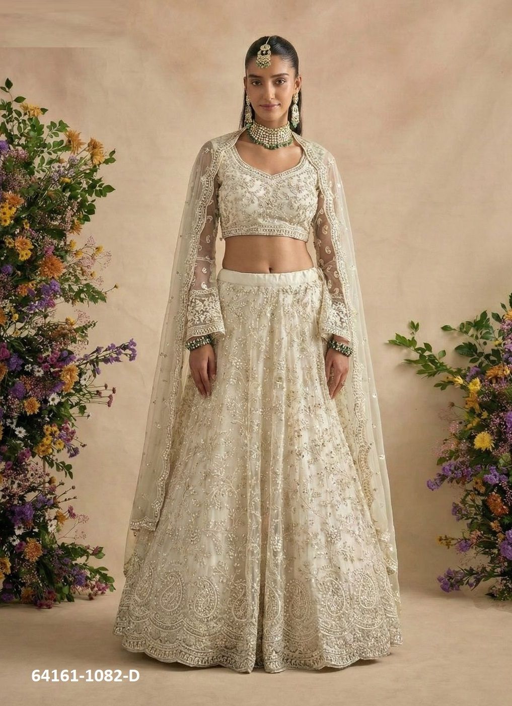 SERIES 1082 - Catalog # 64161 (Set of 6 Semi-Stitched Lehengas)