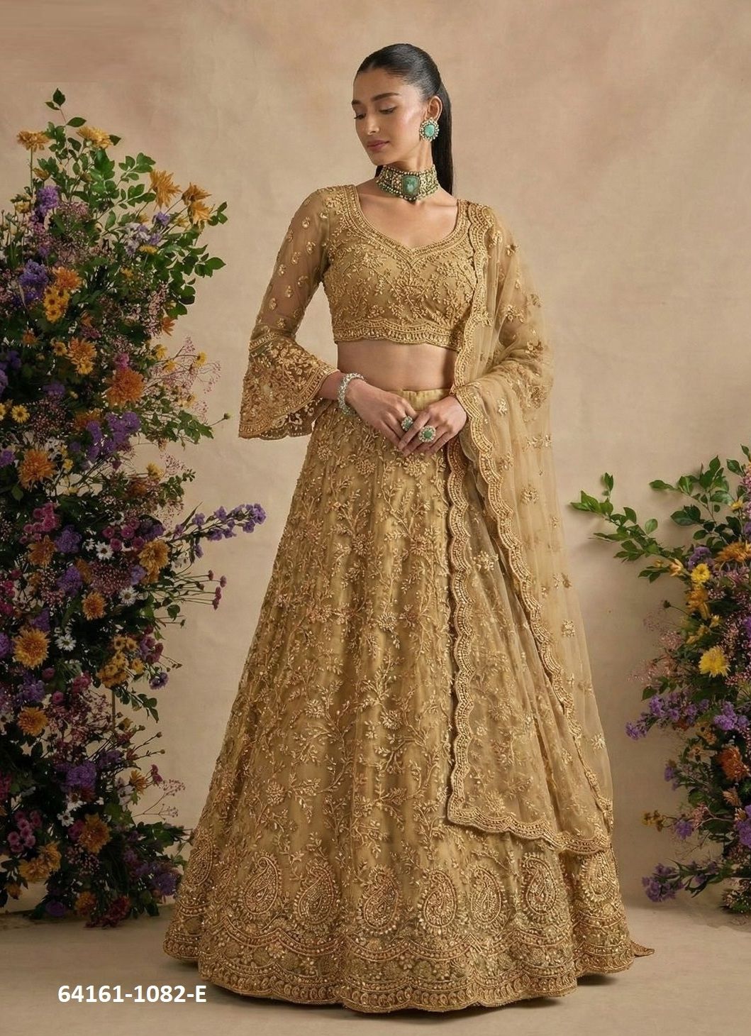 SERIES 1082 - Catalog # 64161 (Set of 6 Semi-Stitched Lehengas)