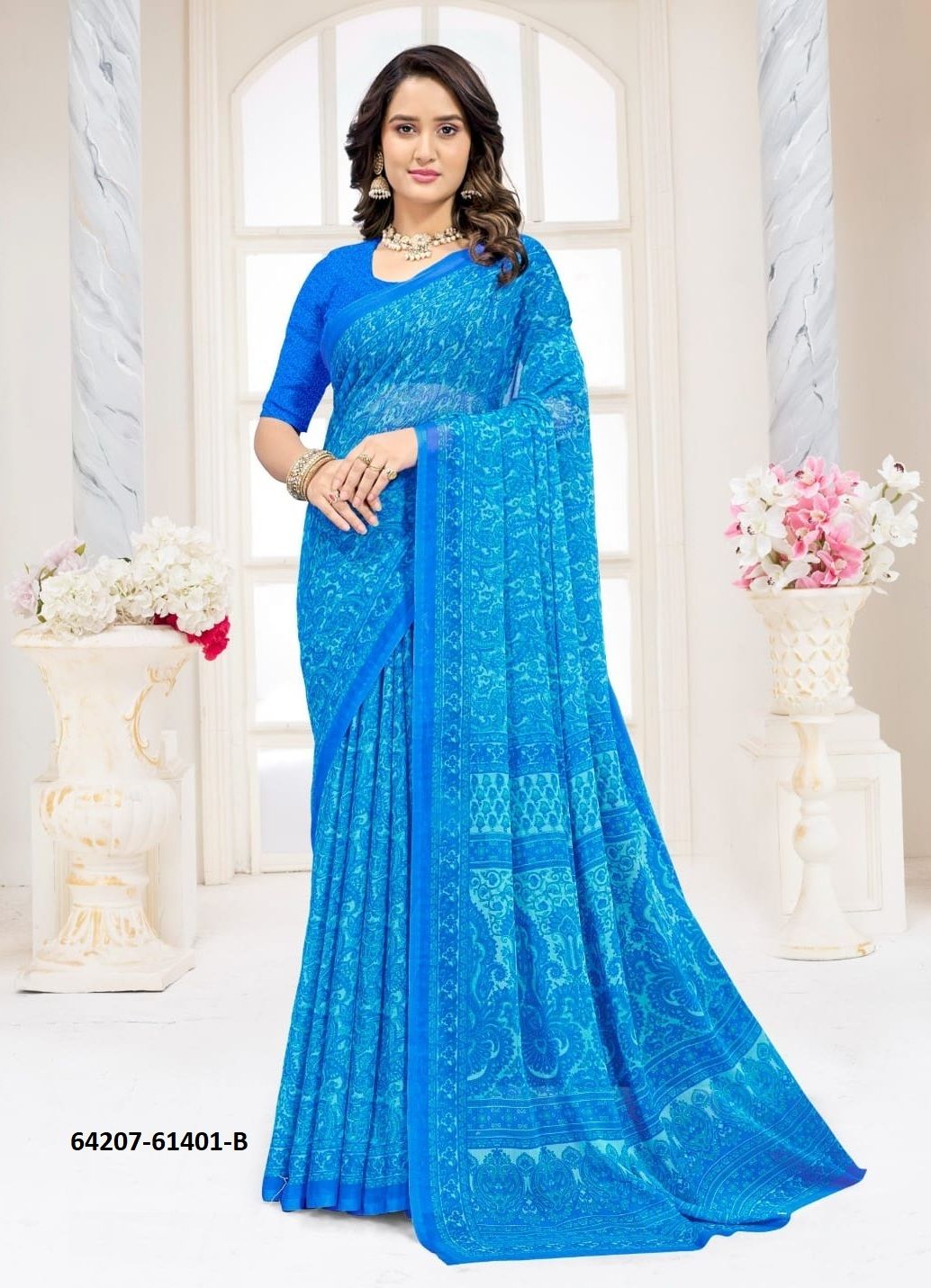 STAR CHIFFON 227 - Catalog # 64207 (Set of 12 Sarees)