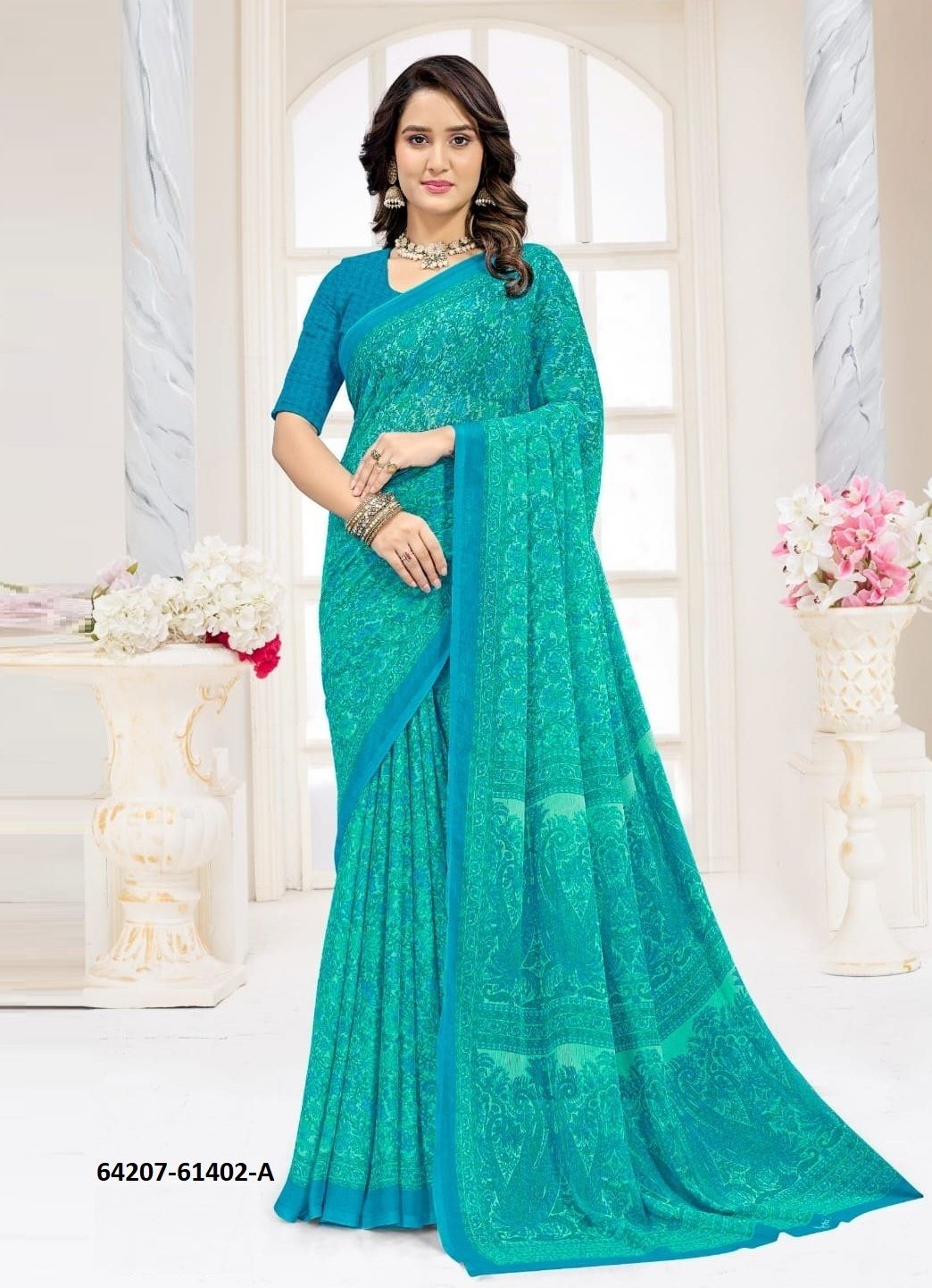 STAR CHIFFON 227 - Catalog # 64207 (Set of 12 Sarees)