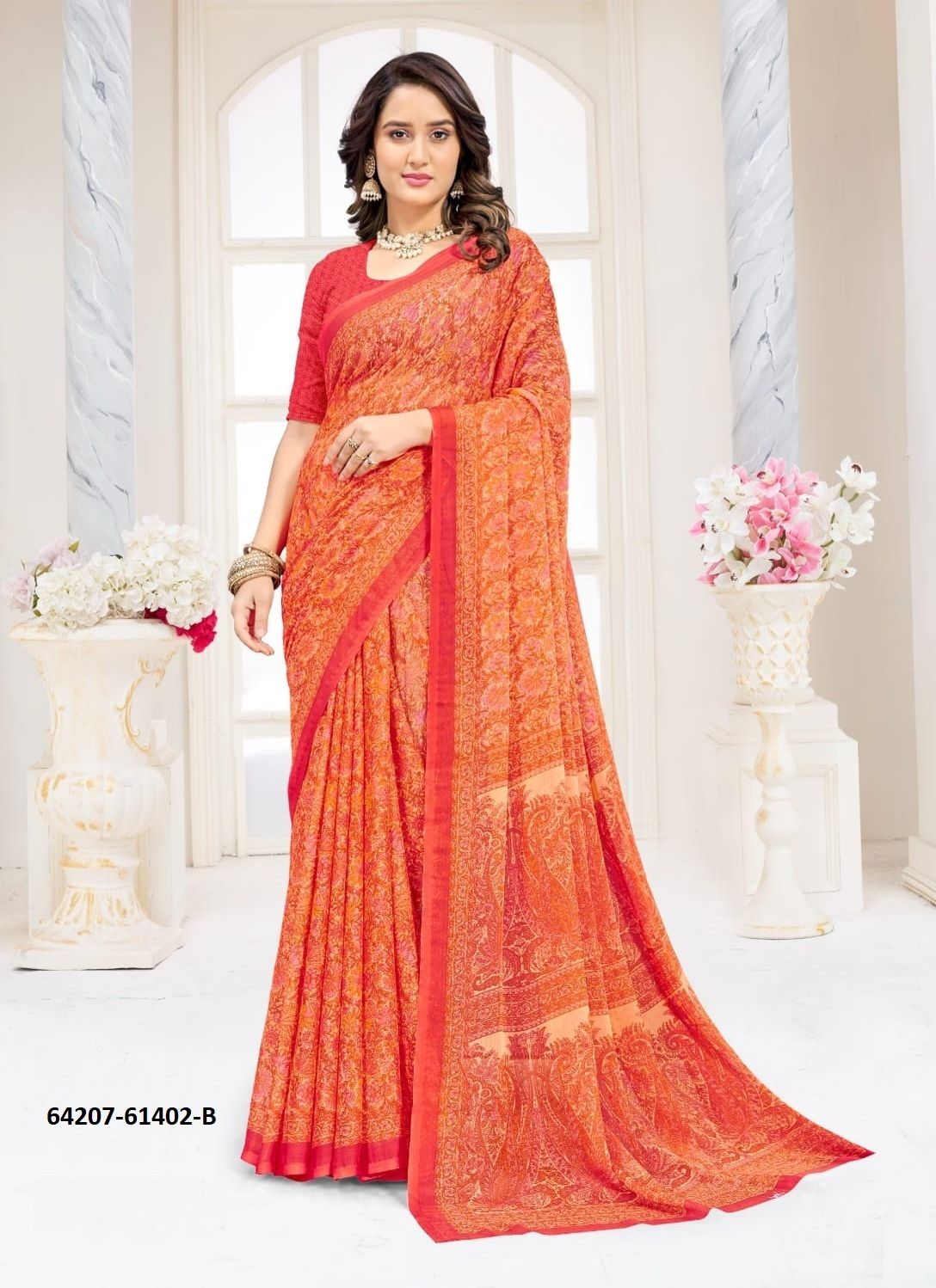 STAR CHIFFON 227 - Catalog # 64207 (Set of 12 Sarees)