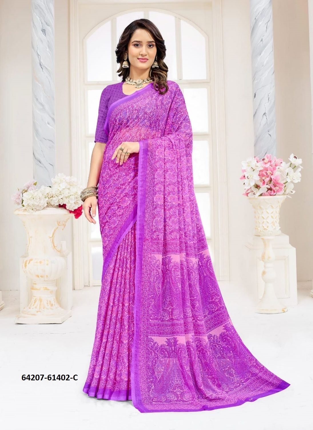 STAR CHIFFON 227 - Catalog # 64207 (Set of 12 Sarees)