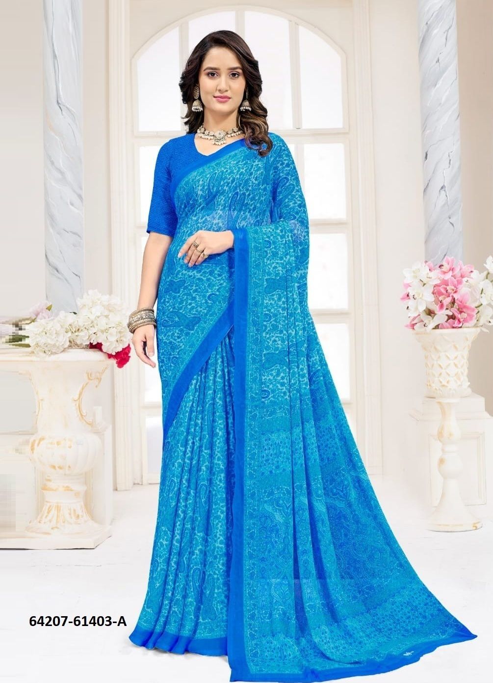 STAR CHIFFON 227 - Catalog # 64207 (Set of 12 Sarees)