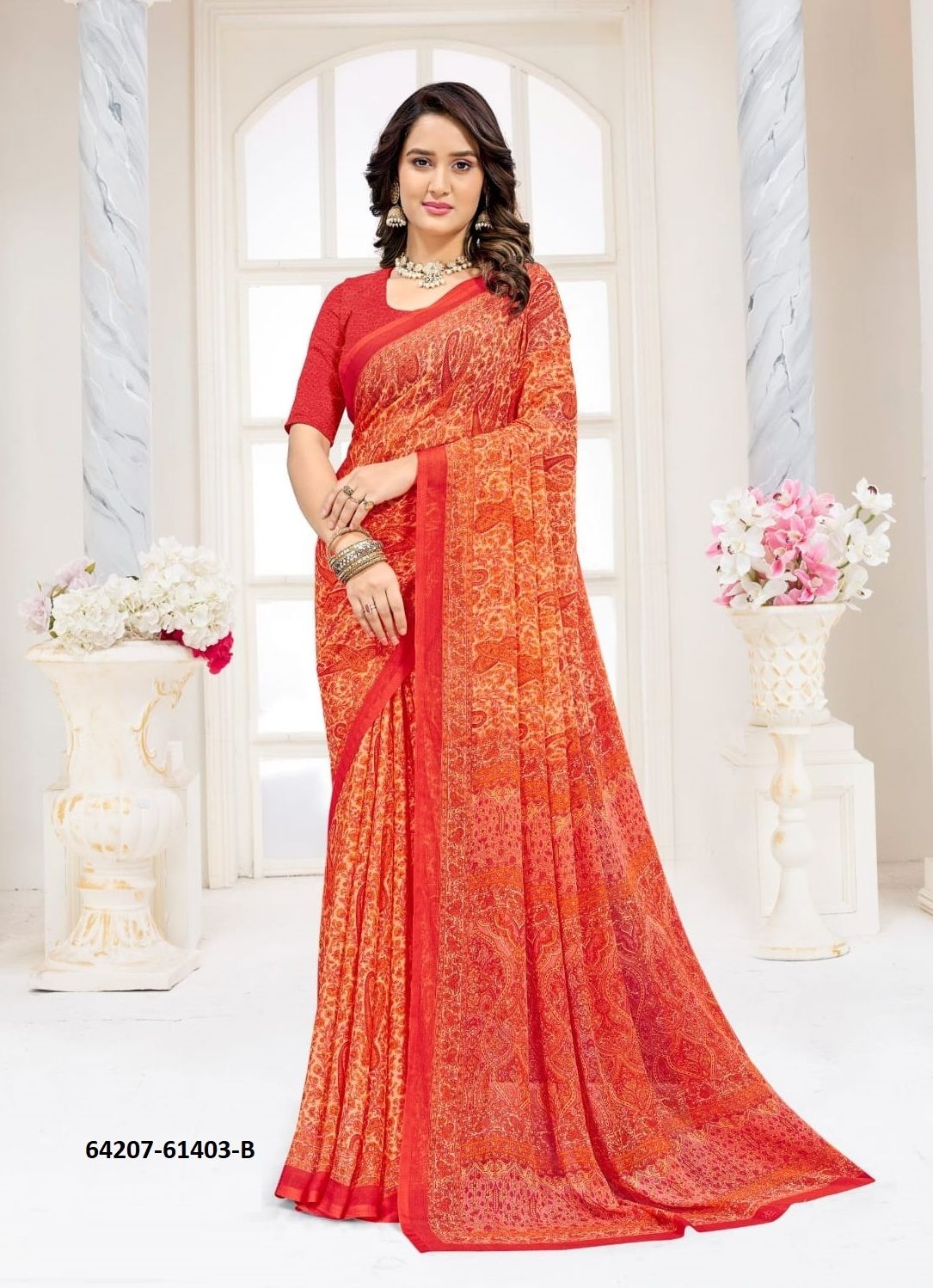 STAR CHIFFON 227 - Catalog # 64207 (Set of 12 Sarees)