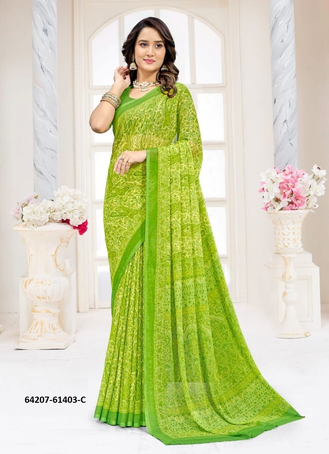 STAR CHIFFON 227 - Catalog # 64207 (Set of 12 Sarees)