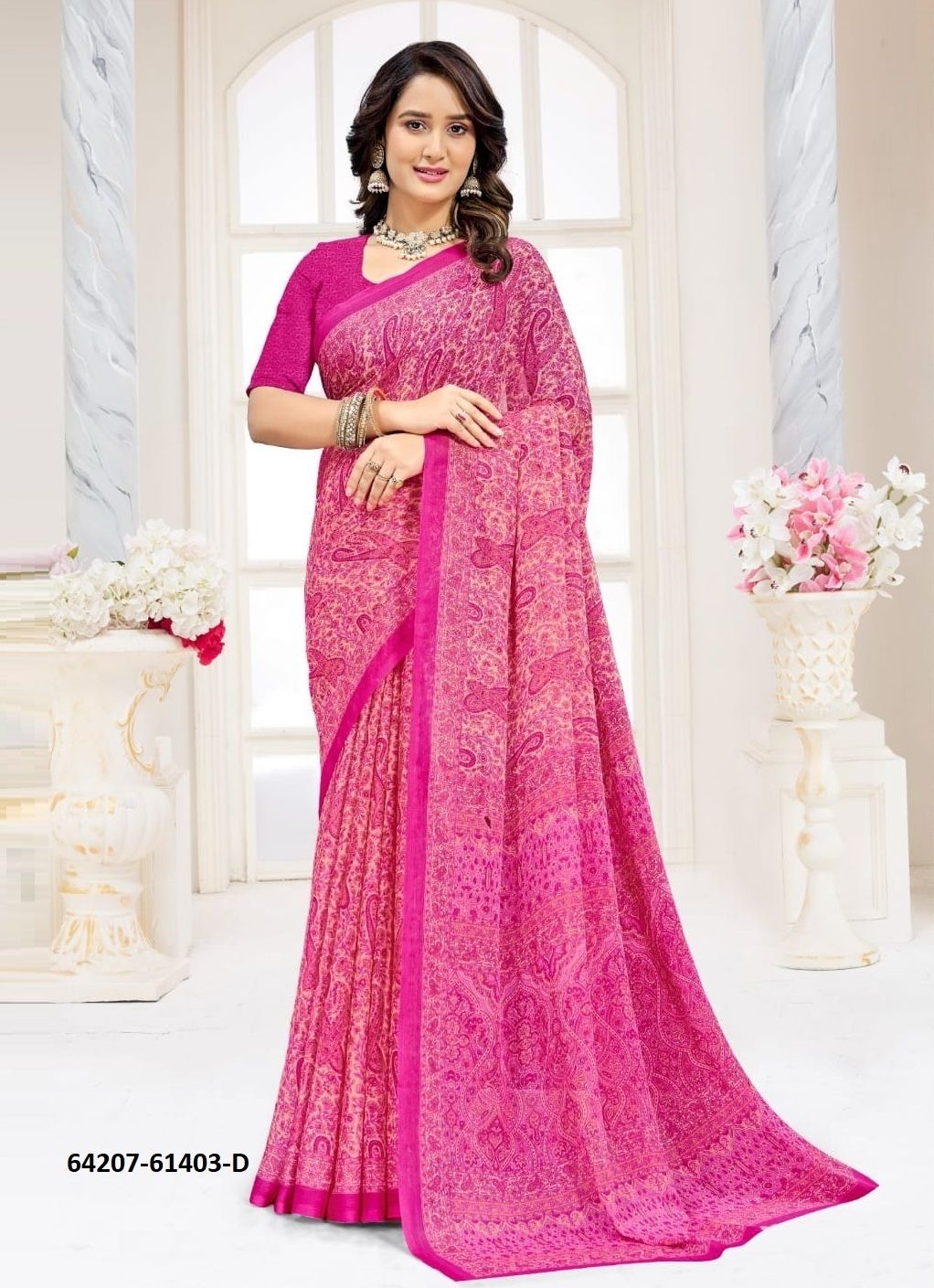 STAR CHIFFON 227 - Catalog # 64207 (Set of 12 Sarees)