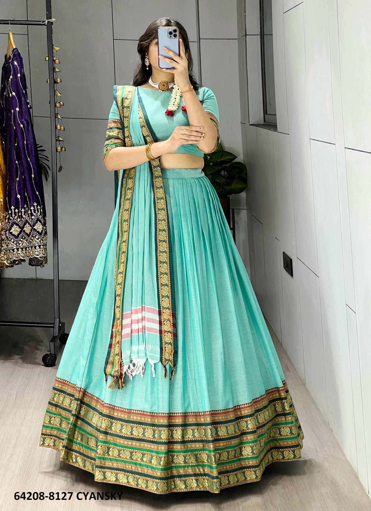 SERIES 8127 - Catalog # 64208 (Set of 4 Semi-Stitched Lehengas) SERIES 8127 - Catalog # 64208 (Set of 4 Semi-Stitched Lehengas)
