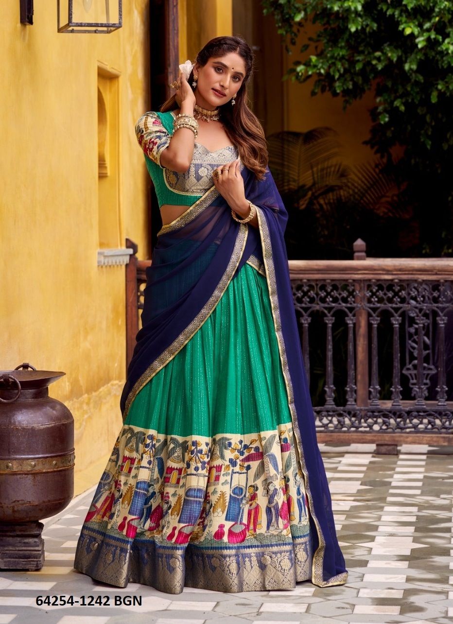 NITRIYA - Catalog # 64254 (Set of 4 Semi-Stitched Lehengas) for Women