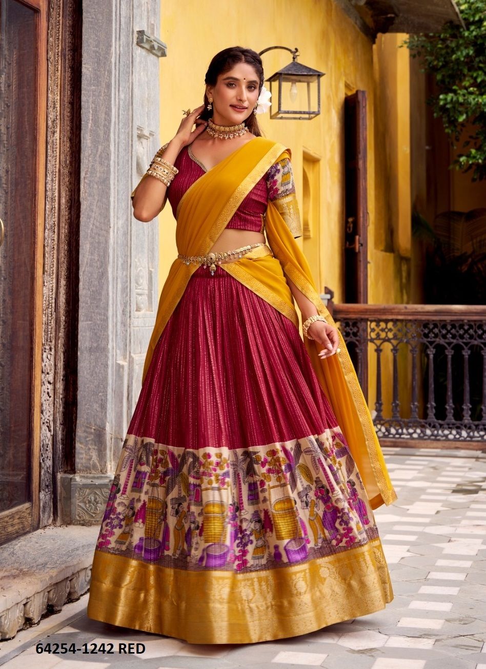 NITRIYA - Catalog # 64254 (Set of 4 Semi-Stitched Lehengas) NITRIYA - Catalog # 64254 (Set of 4 Semi-Stitched Lehengas)
