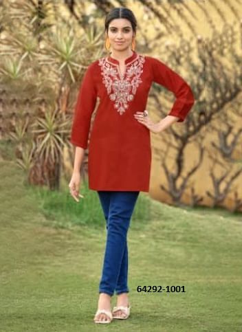 COTTON CANDY 8 - Catalog # 64292 (Set of 6 Readymade Women's Kurtis / Tops) COTTON CANDY 8 - Catalog # 64292 (Set of 6 Readymade Women's Kurtis / Tops)