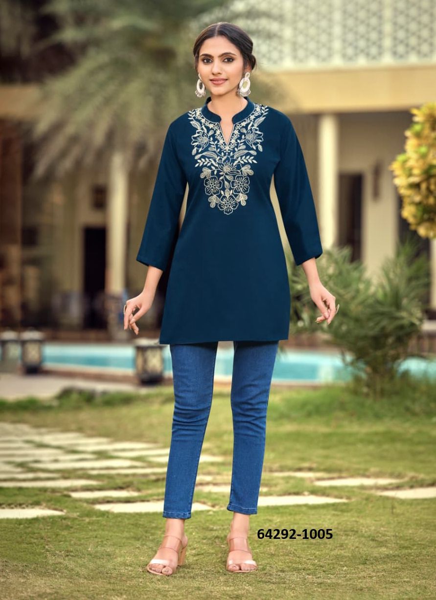 COTTON CANDY 8 - Catalog # 64292 (Set of 6 Readymade Women's Kurtis / Tops) COTTON CANDY 8 - Catalog # 64292 (Set of 6 Readymade Women's Kurtis / Tops)